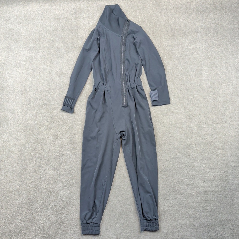Jo+Jax Para Jumpsuit Youth Medium 8-10 Gray Asymmetric Zip Dance Activewear